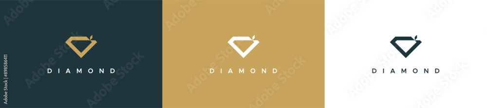 Poster diamond logo image. simple geometric diamond isolated on three backgrounds. flat vector logo design 