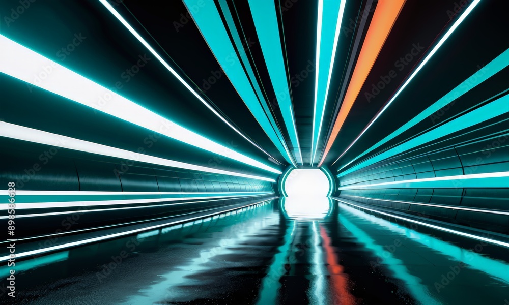 Aufkleber photograph of a tunnel with a bright light source at the end, creating a tunnel-like effect with lon