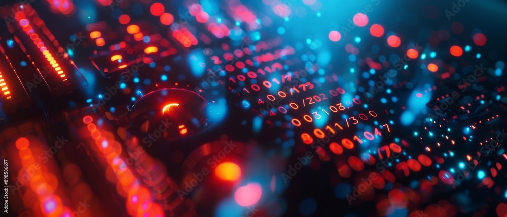 Aufkleber abstract background with red and blue bokeh lights.