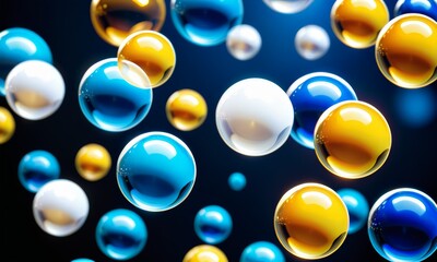close-up of many colorful bubbles floating in the air.