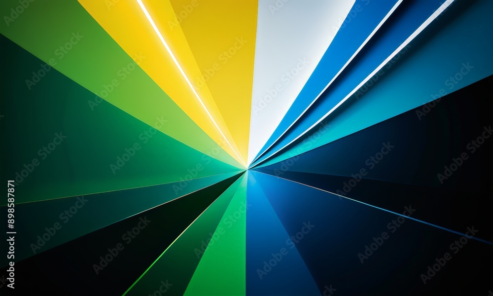 Poster vibrant abstract composition featuring a variety of colorful lines and shapes, creating a visually s