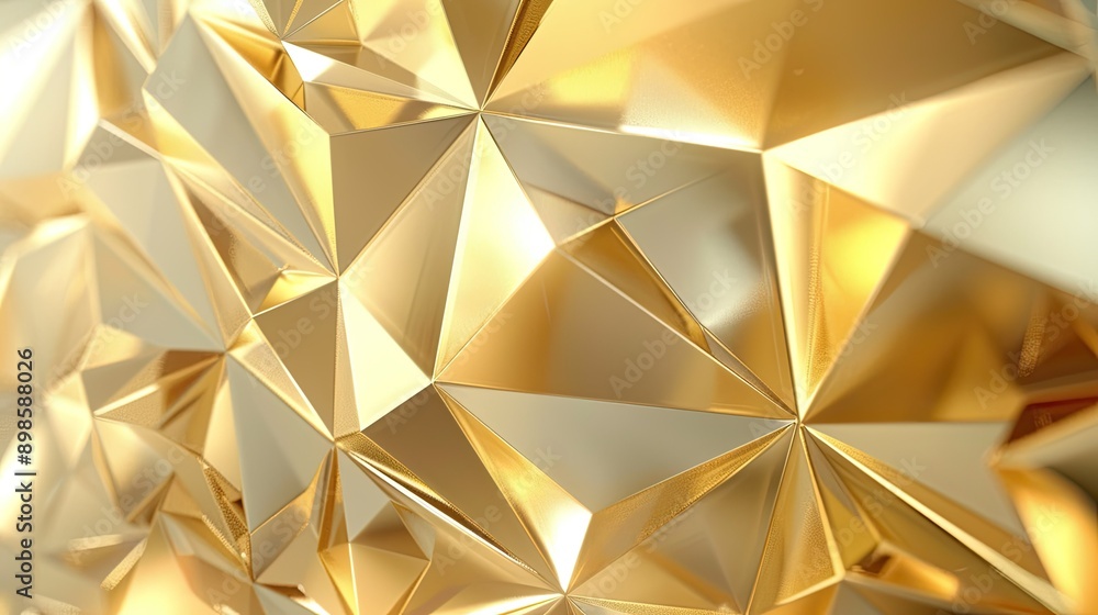 Aufkleber abstract 3d golden background with polygonal shapes and sharp light contrasts