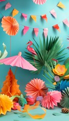 Vibrant Handmade Paper Decorations Collection for Party, Poster, or Event Design