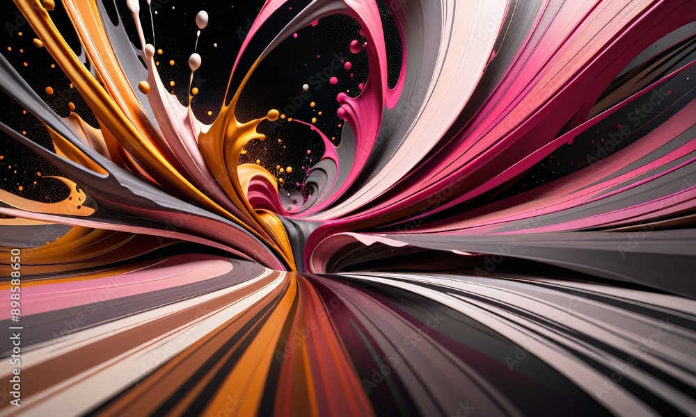 Poster digital art piece featuring a colorful abstract design with swirling lines and shapes.