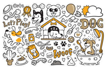 Dog doodles, cute dogs hand drawn