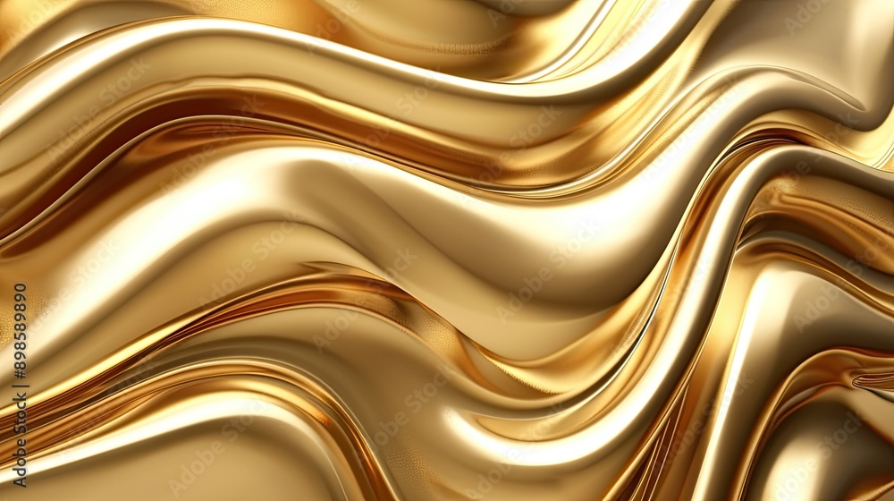 Poster elegant 3d golden waveforms with smooth curves and a polished finish
