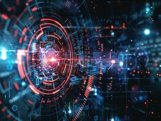 Fototapeta premium Abstract digital background with glowing lines and circles. Futuristic concept for technology, innovation and data.