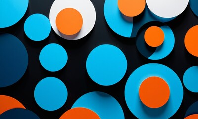 close-up of a pattern of circles with varying shades of blue and orange.