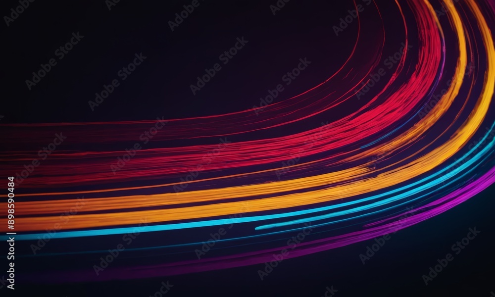 Poster close-up of a colorful abstract design featuring curved lines and vibrant colors.