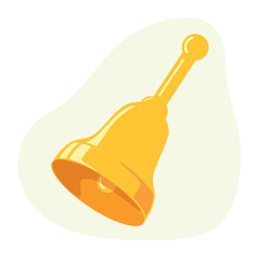 Clip art of hand drawn school bell on isolated background. Design for educational prints, scrapbooking, textile, home or office decor, paper craft.