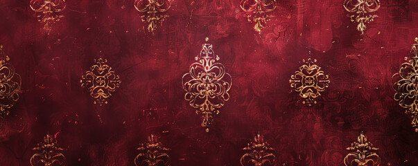 A rich patterned burgundy paper backdrop, adorned with luxurious designs and textures, ideal for elegant and sophisticated projects.