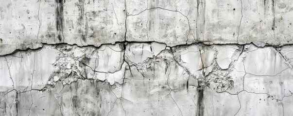 A concrete wall with an abstract pattern of cracks and weathering, leaving a prominent blank area for text.