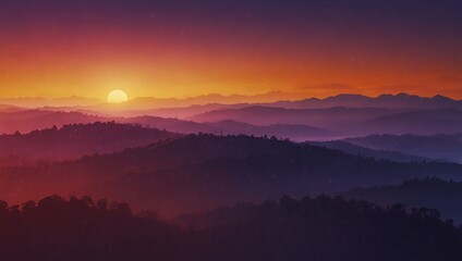 Fototapeta premium sunrise over the mountains, sunset in the mountains, sunrise in the mountains