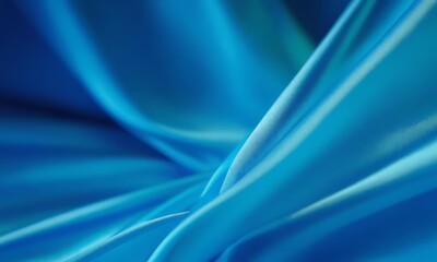 Obraz premium close-up of a blue fabric with a flowing, wavy texture.