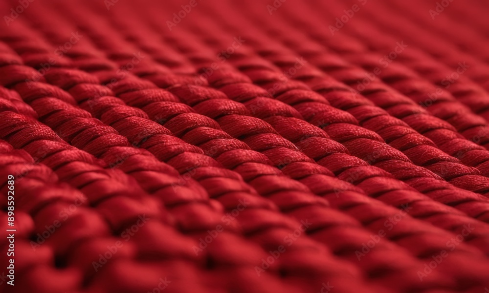 Poster close-up of a red fabric with a woven pattern.