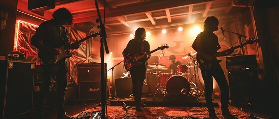 Underground music gig, raw energy, intimate venue, the heart of the scene