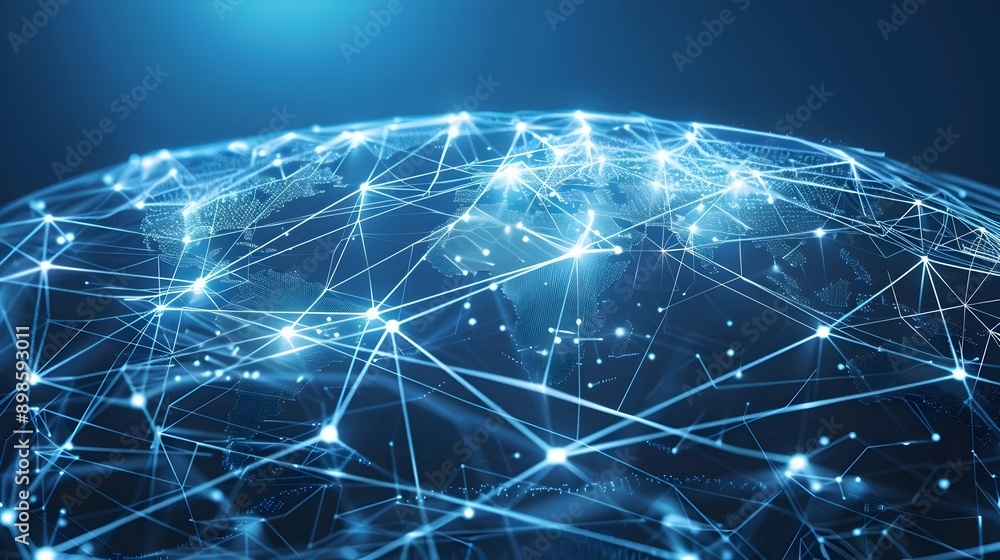 Aufkleber interconnected global business network concept with digital mesh linking locations worldwide