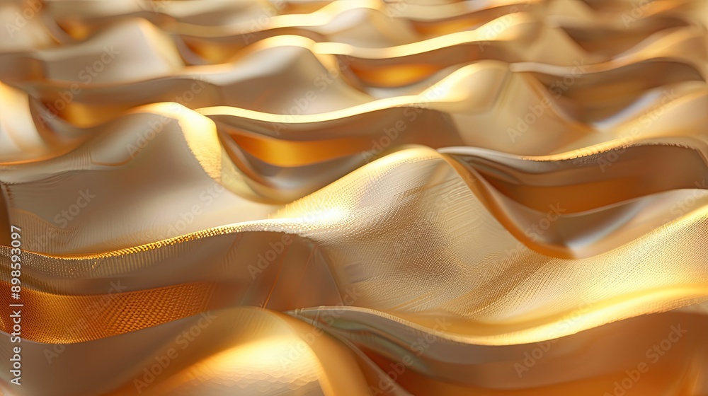 Poster smooth 3d golden surfaces with subtle wave patterns and a radiant glow