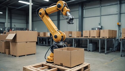 Automated industrial robot arm working in a factory.