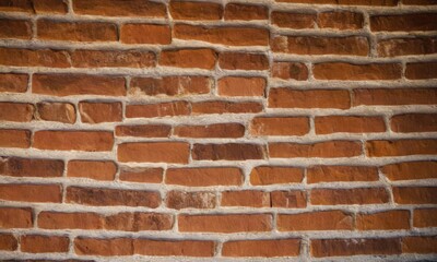 Obraz premium close-up view of a brick wall, with the bricks arranged in a pattern and varying in size and color.
