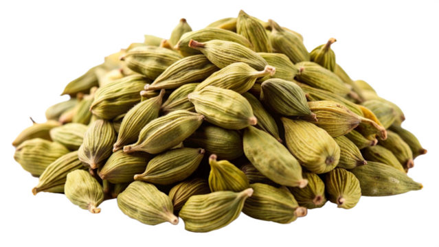 Healthy spice cardamom on white or transparent background