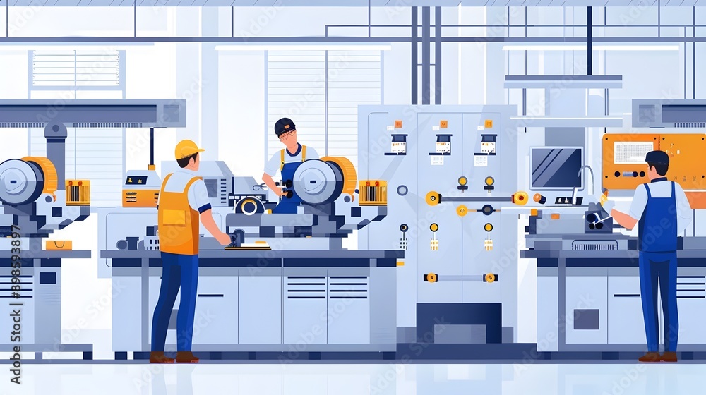 Aufkleber Mechanical Engineers Examining Components in Workshop for Innovative Solutions