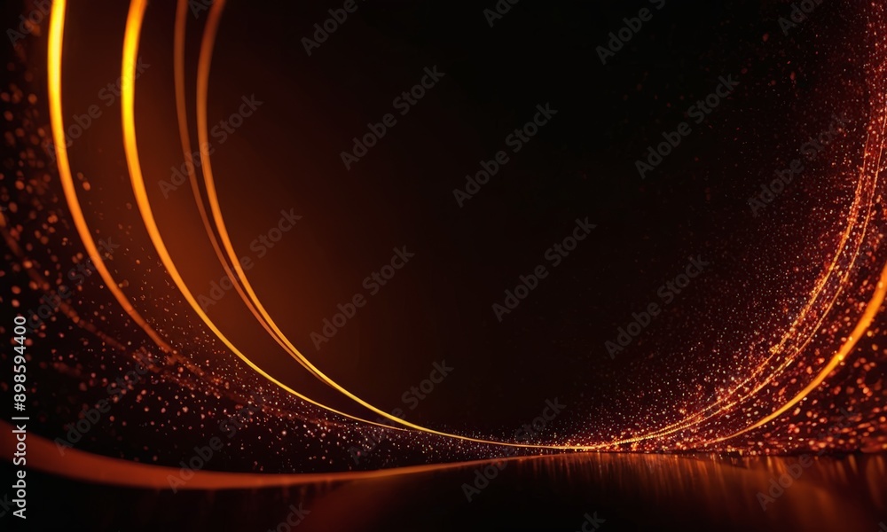 Poster digital illustration of a dark background with a curved line and a gradient of orange and red colors