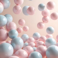 light blue and pink 3d spheres pattern in a light pink background
