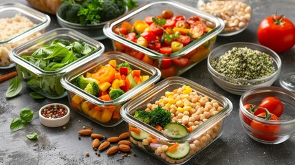 Nutritious Meal Prep with Fresh Ingredients for Clean Eating Concept.