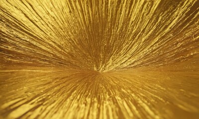 close-up of a golden surface with a textured, radiating pattern.