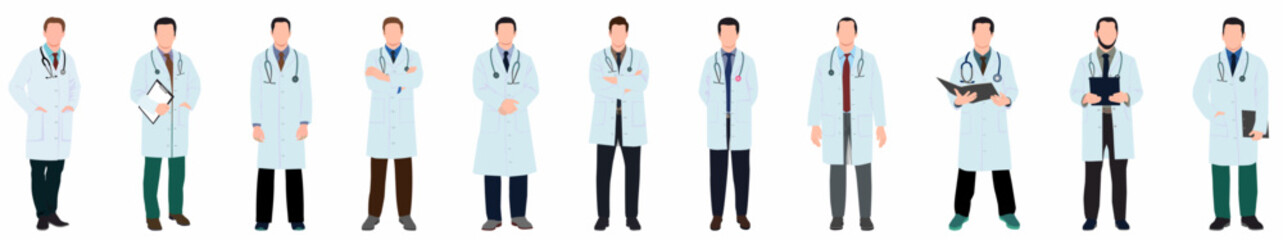Set of Male doctor character in different pose