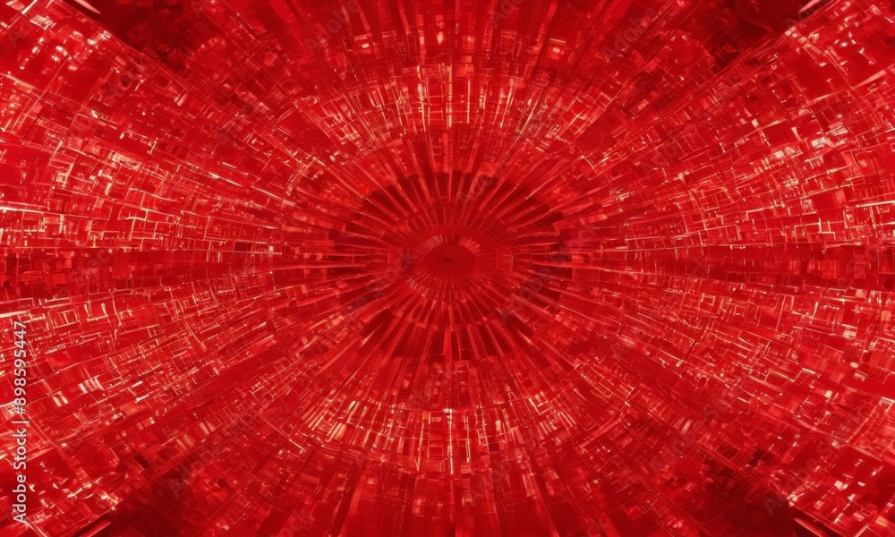 Aufkleber close-up of a red, abstract pattern with a central dot.