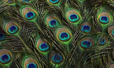 Peacock feather with blue and green colors