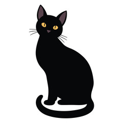 Halloween Cat Silhouette Vector - Dark Feline Illustration
