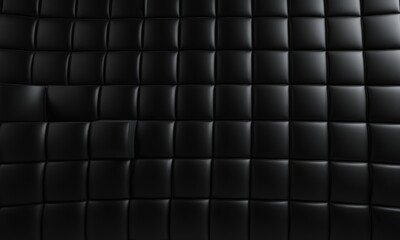 Fototapeta premium close-up of a black leather surface with a grid-like pattern of squares.