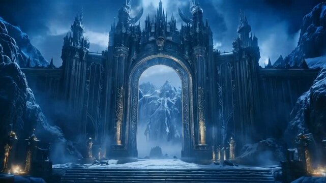 Gates of Valhalla with celestial glow