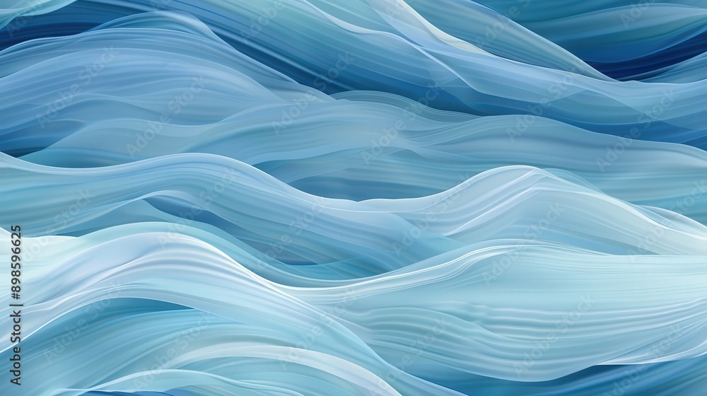 Poster soft waves flow gracefully in varying shades of blue, creating a calming visual effect reminiscent o