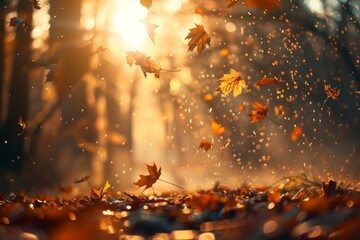 Fototapeta premium leaves falling from trees