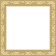 Vector gold square classic renaissance ornament. Endless european border, revival style frame