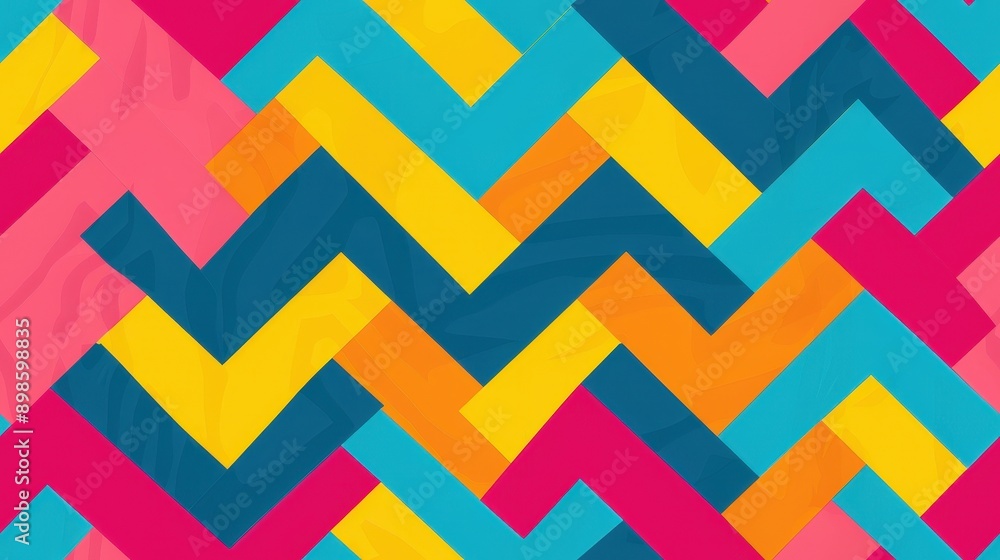 Poster a vivid zigzag pattern showcases a blend of bright colors creating an energetic and modern atmospher