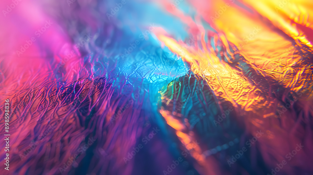 Poster abstract macro shot of colorful iridescent surface.