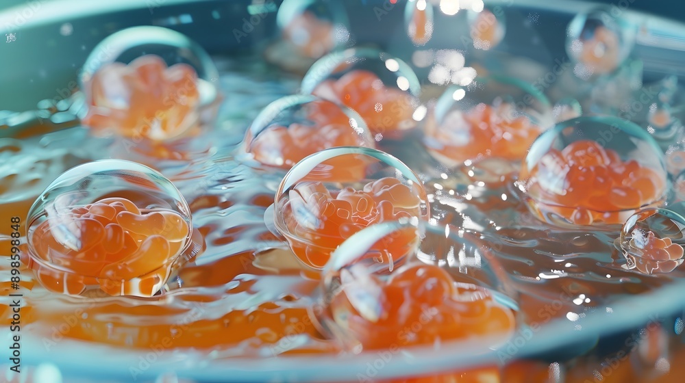 Poster stem cell colonies growing in a culture medium in a laboratory setting