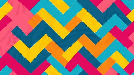 A vivid zigzag pattern showcases a blend of bright colors creating an energetic and modern atmosphere