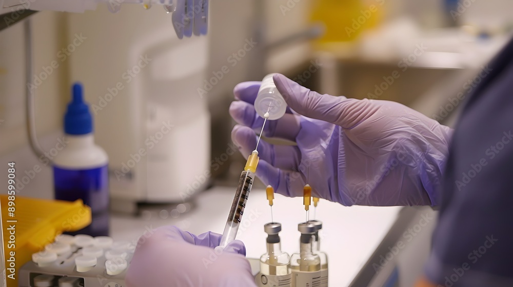 Poster stem cell injection in a medical laboratory setting