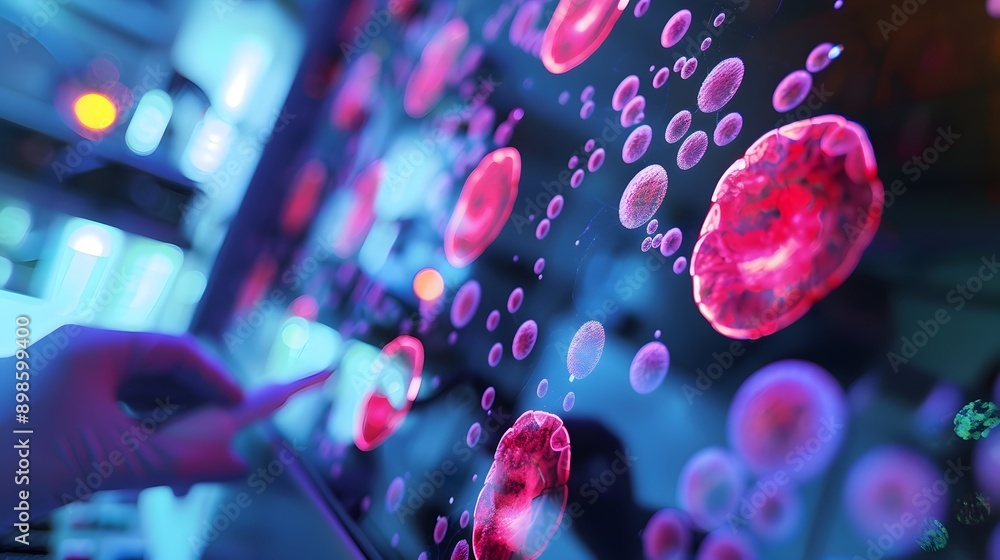Poster Stem Cell Research Visualization on Computer Screen