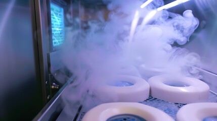 Fototapeta premium Stem Cell Storage in a Cryogenic Freezer for Medical Research and Innovation