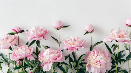 Stunning Peonies in Full Bloom Against a Clean White Background