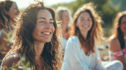 Girls on retreat. Relaxation and communication