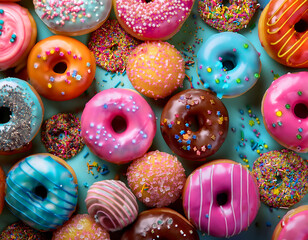  Sweet Donut Background- An isolated image of colorful donuts with sprinkles, suitable f_1(432)