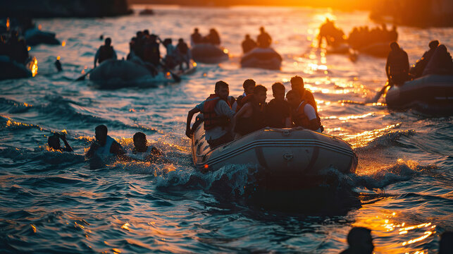Migrants on a boat